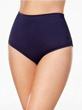 Anne Cole Plus Size Live in Color High Waist Swim Bottoms Navy Beach Sz 22W NWT